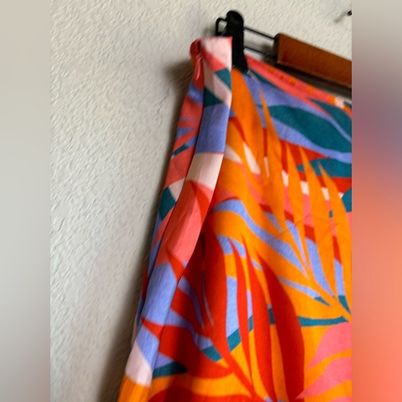 NWT Molly Bracken Roma Pink Sunset Retro Tropical Palm Tree Ruched Tie Skirt L - Picture 7 of 12
